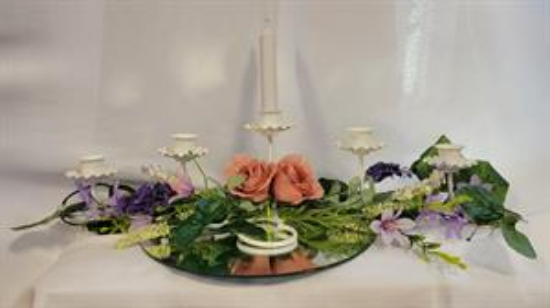 Picture of CENTER, 5 CANDLE WITH FLOWERS