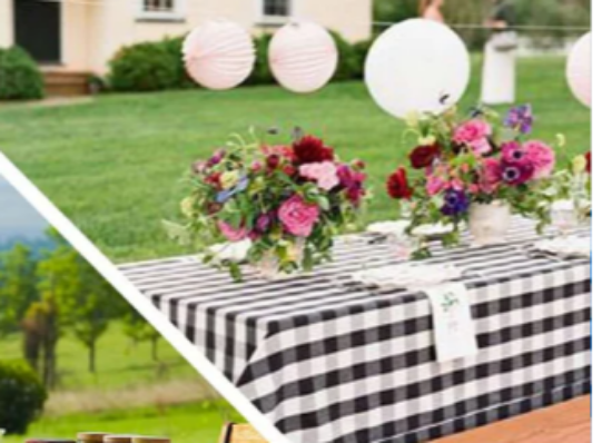 Picture of LINEN, TRC 120 RD (BLK/WH CHK)5'FL 